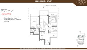 Lucerne Grand Floor Plan 2 Bedroom + Study